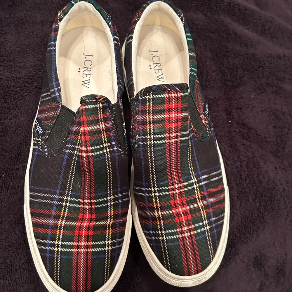 J. Crew Men's Plaid Slip-On Shoes - Red, Green, Blue